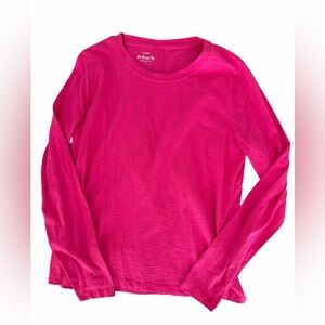 J Crew Girlfriend Tee Womens Size Large Fuchsia Pink Long Sleeve Crewneck Shirt